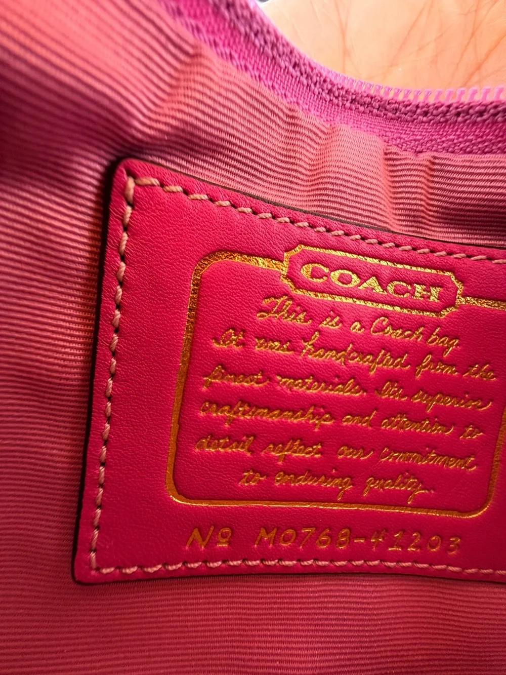 Coach Signature Canvas Wristlet in Pink Signature CC Brown Gold Hardware 41203
